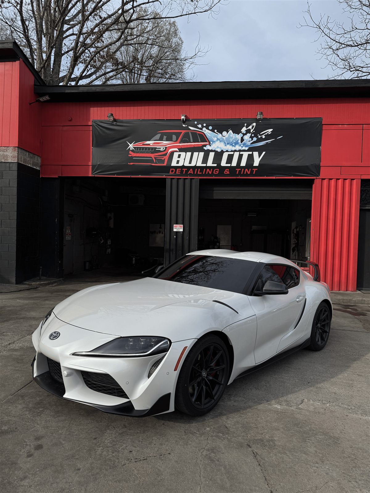 Toyota Supra with window tint at Bullcity Detailing & Tint in Durham NC